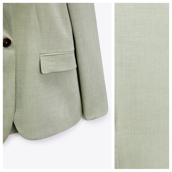 NWT. Zara Green Basic Slim Fit Blazer. Size 6. - Picture 6 of 11